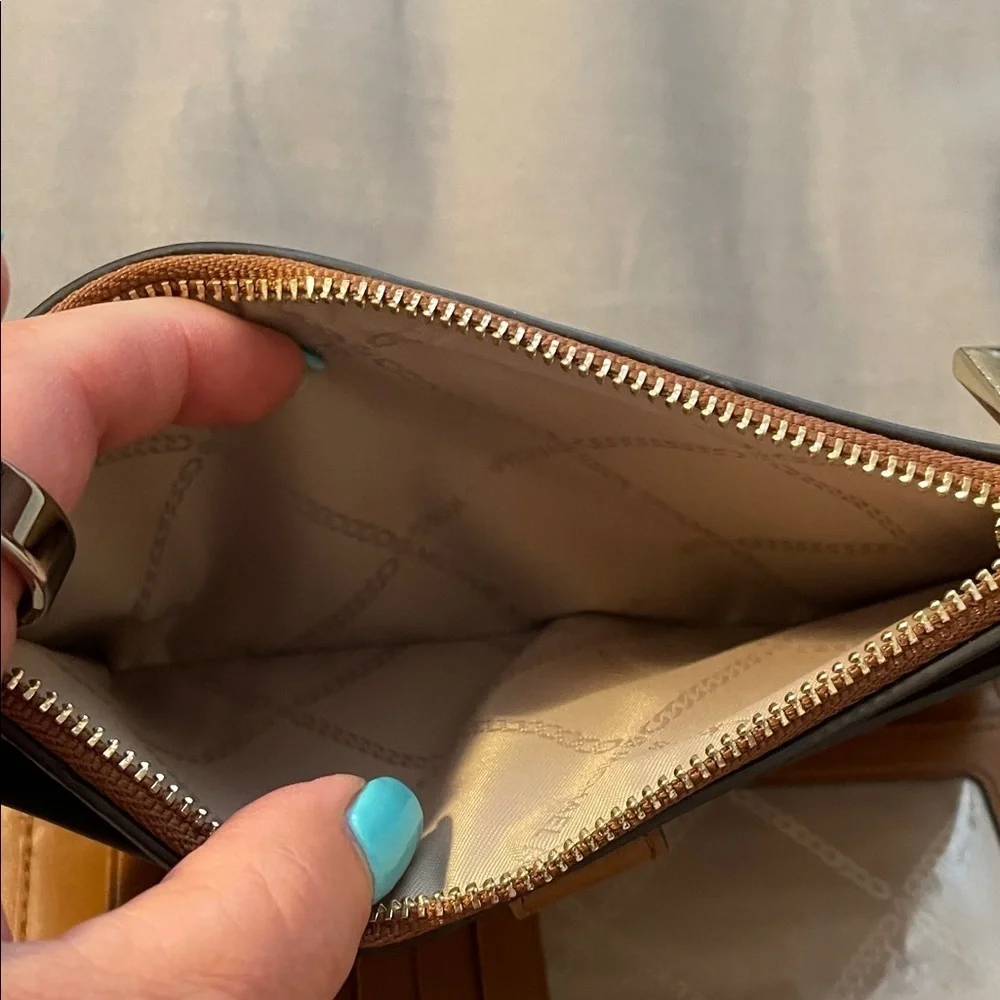 Michael Kors Signature Brown and Cream Wristlet